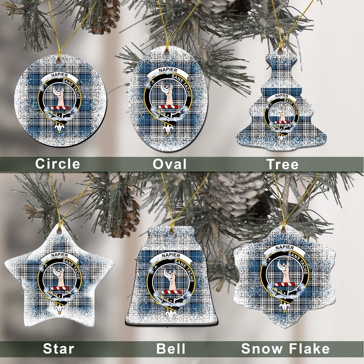 Napier Tartan Christmas Ceramic Ornament - Snow Style