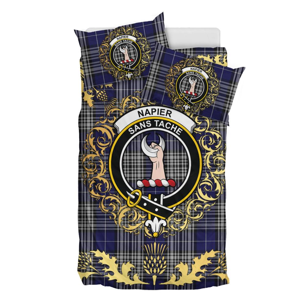 Napier Tartan Crest Bedding Set - Golden Thistle Style
