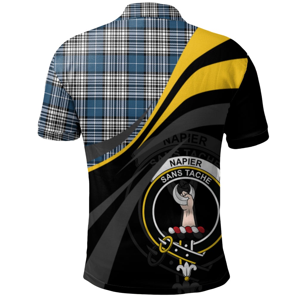 Napier Modern Tartan Polo Shirt - Royal Coat Of Arms Style