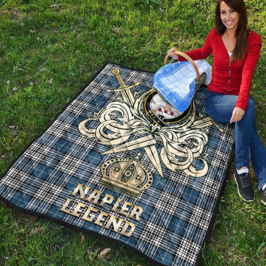 Napier Modern Tartan Crest Legend Gold Royal Premium Quilt
