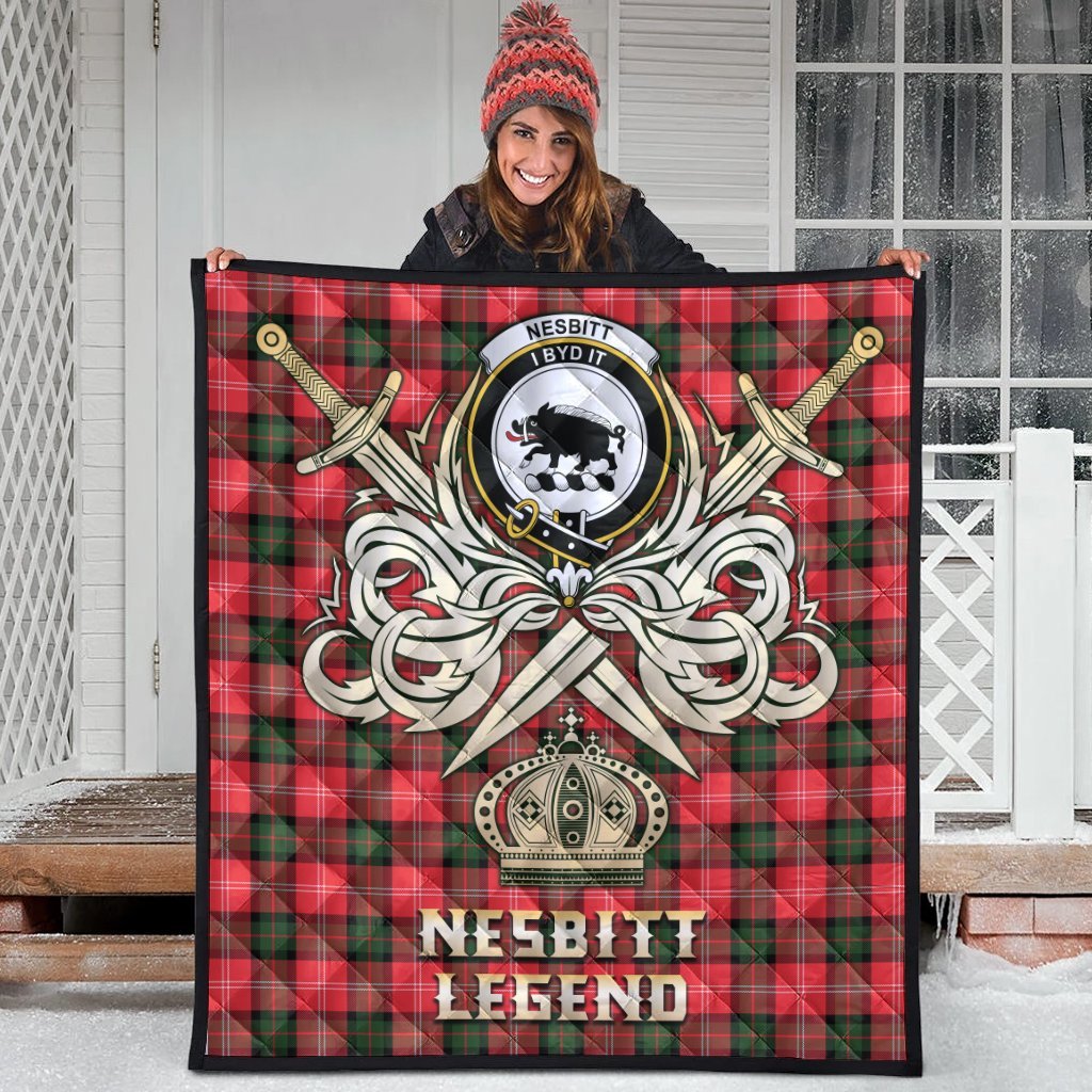 Nesbitt Modern Tartan Crest Legend Gold Royal Premium Quilt