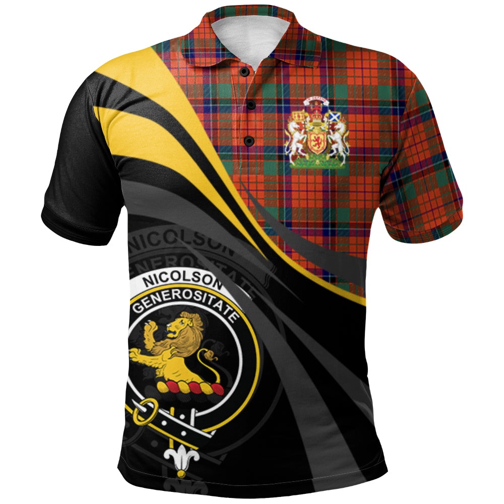 Nicolson Ancient Tartan Polo Shirt - Royal Coat Of Arms Style