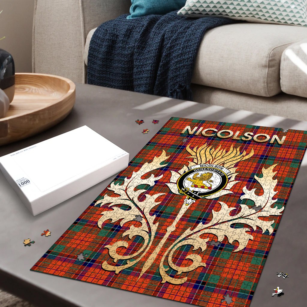 Nicolson Ancient Tartan Crest Thistle Jigsaw Puzzles