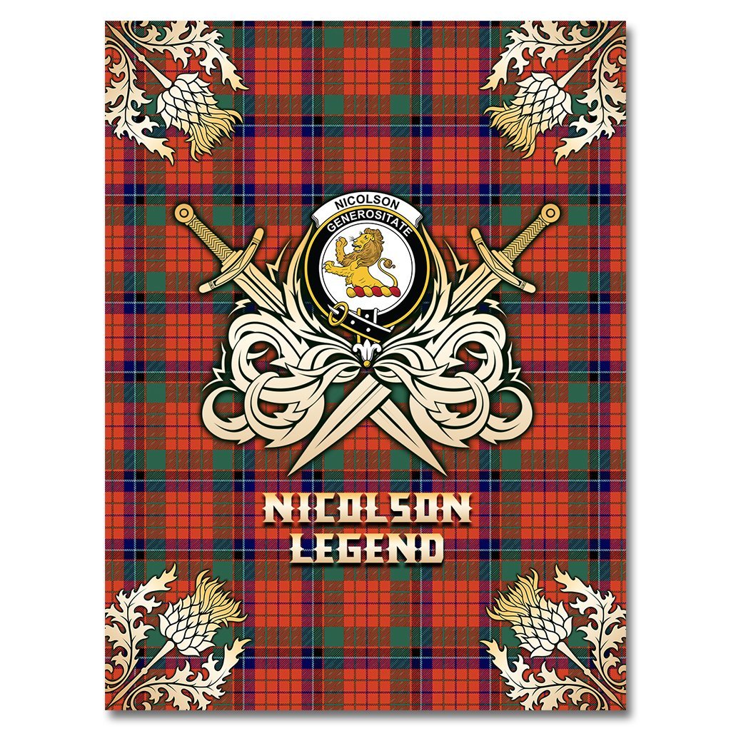 Nicolson Ancient Tartan Gold Courage Symbol Blanket