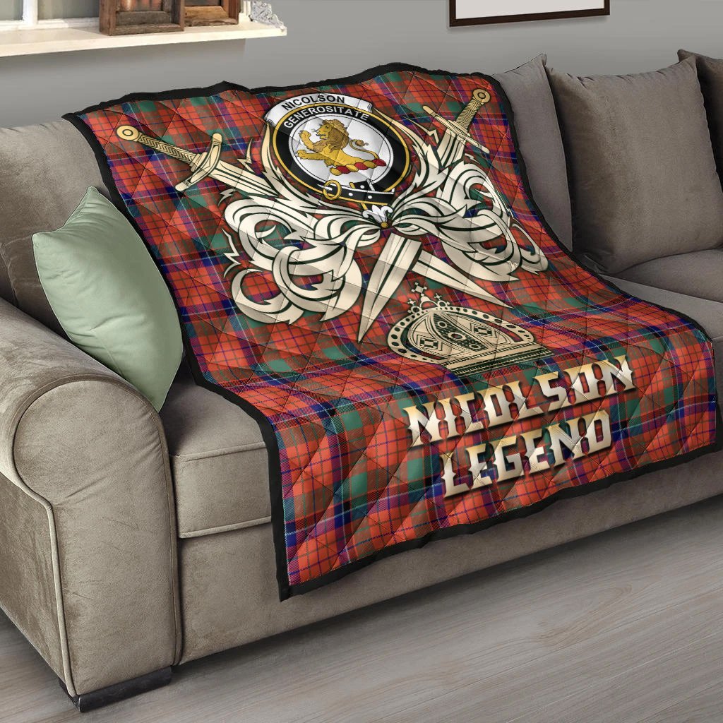 Nicolson Ancient Tartan Crest Legend Gold Royal Premium Quilt