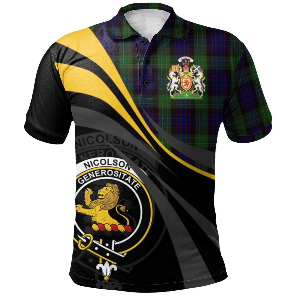 Nicolson Green Hunting Tartan Polo Shirt - Royal Coat Of Arms Style
