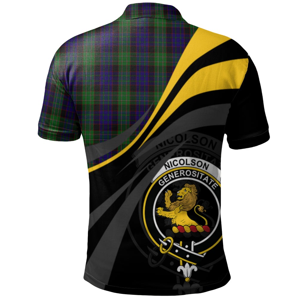 Nicolson Green Hunting Tartan Polo Shirt - Royal Coat Of Arms Style