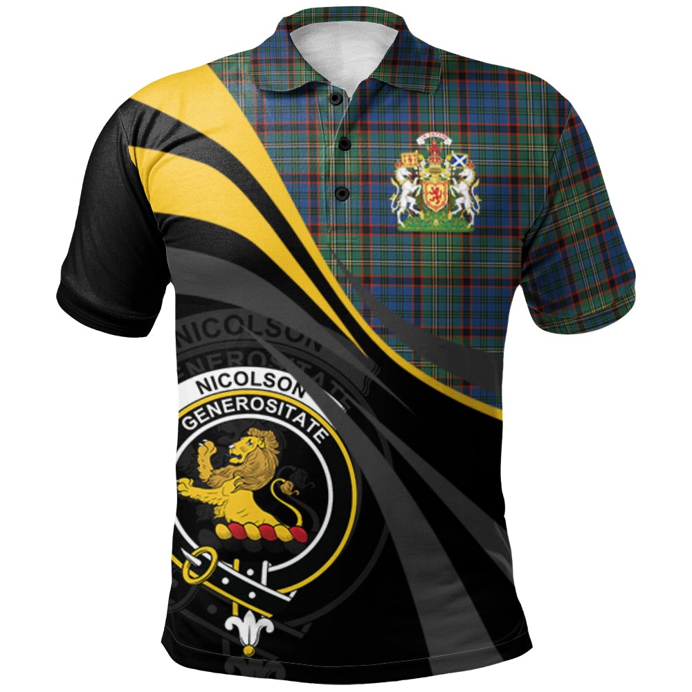 Nicolson Hunting Ancient Tartan Polo Shirt - Royal Coat Of Arms Style