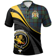 Nicolson Hunting Ancient Tartan Polo Shirt - Royal Coat Of Arms Style