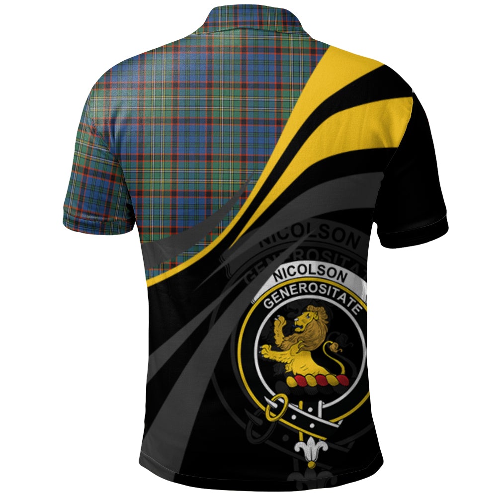 Nicolson Hunting Ancient Tartan Polo Shirt - Royal Coat Of Arms Style