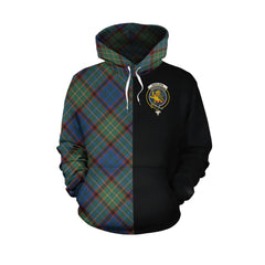 Nicolson Hunting Ancient Tartan Hoodie Half of Me - Cross Style