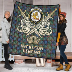 Nicolson Hunting Ancient Tartan Crest Legend Gold Royal Premium Quilt