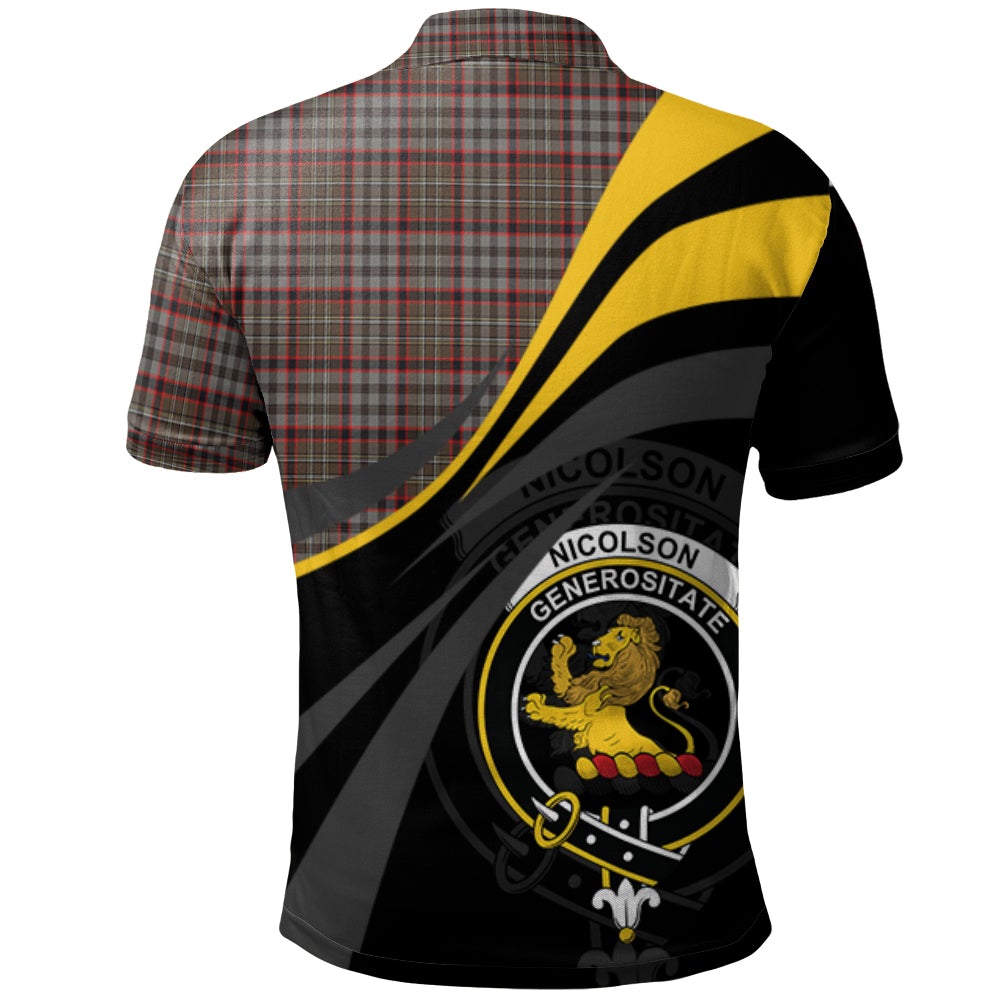 Nicolson Hunting Weathered Tartan Polo Shirt - Royal Coat Of Arms Style
