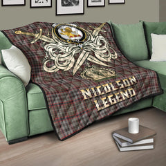 Nicolson Hunting Weathered Tartan Crest Legend Gold Royal Premium Quilt