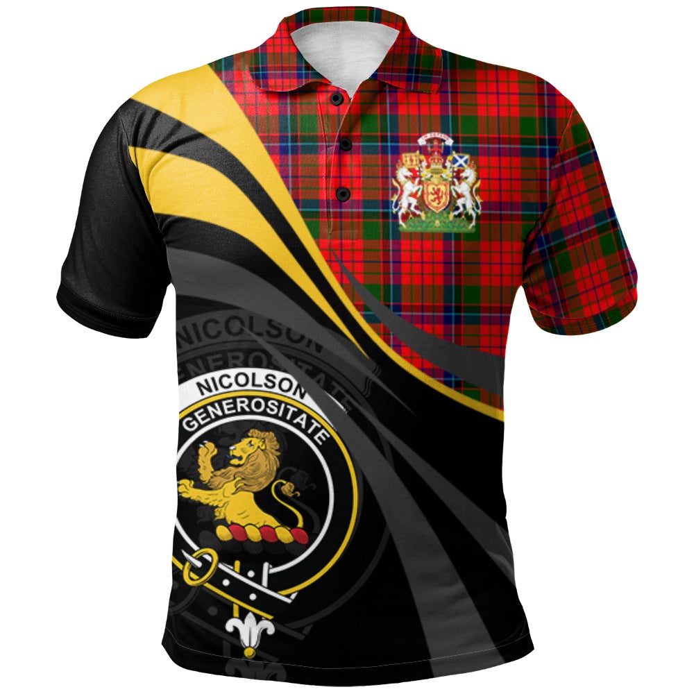 Nicolson Modern Tartan Polo Shirt - Royal Coat Of Arms Style