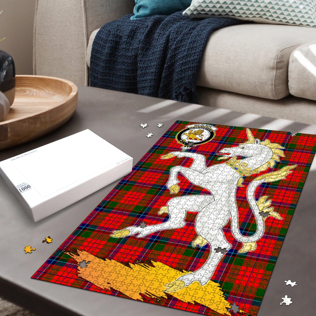 Nicolson Modern Tartan Crest Unicorn Scotland Jigsaw Puzzles