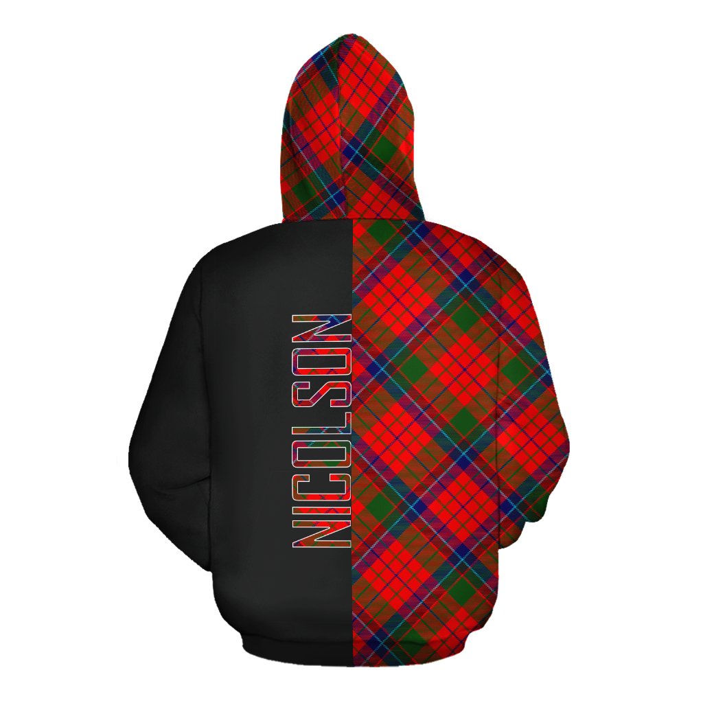 Nicolson Modern Tartan Hoodie Half of Me - Cross Style
