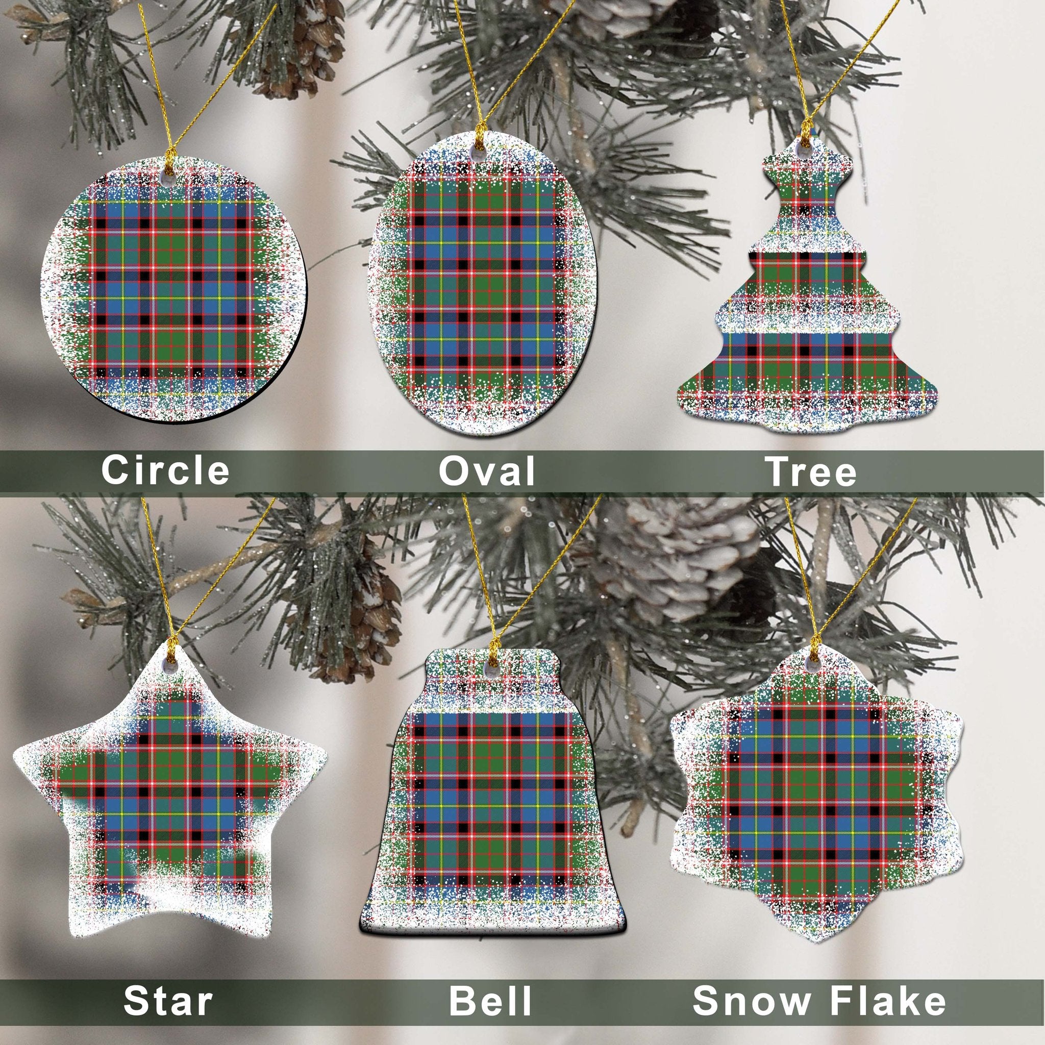 Norvel Tartan Christmas Ceramic Ornament - Snow Style