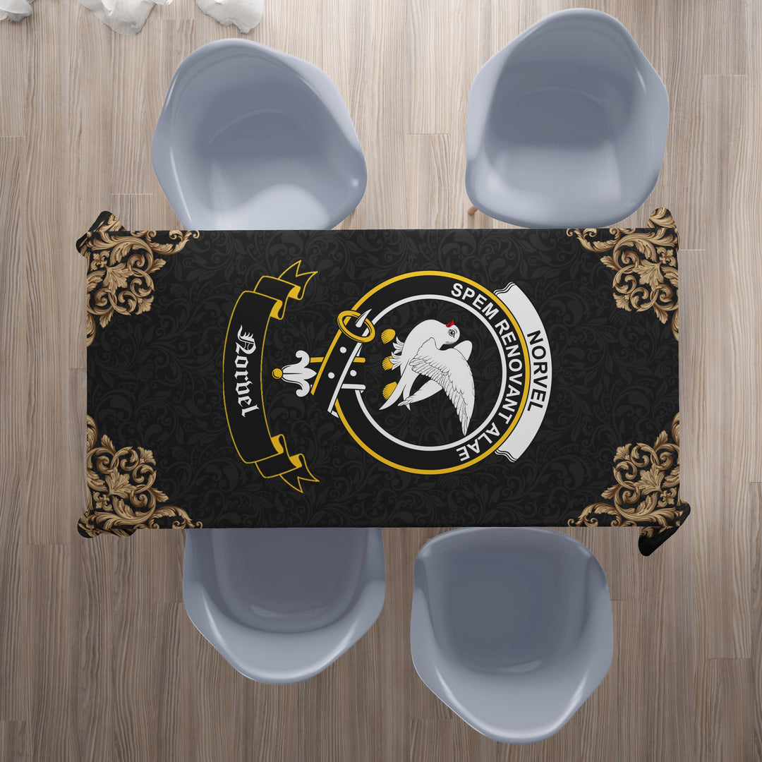 Norvel (or Norvill) Crest Tablecloth - Black Style