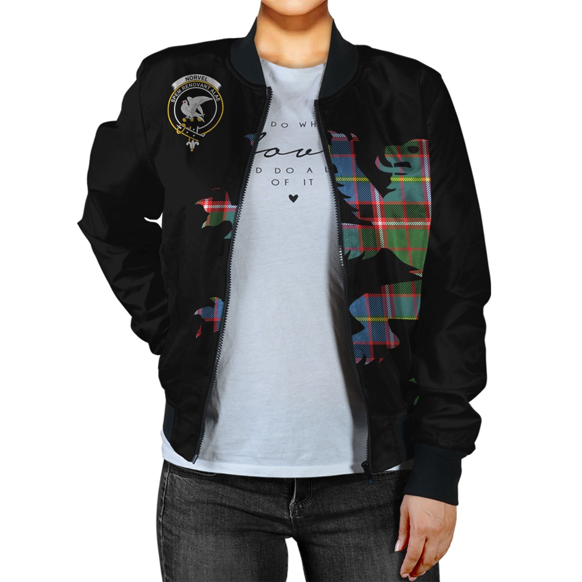 Norvel (Or Norvill) Tartan Bomber Jacket Lion & Thistle