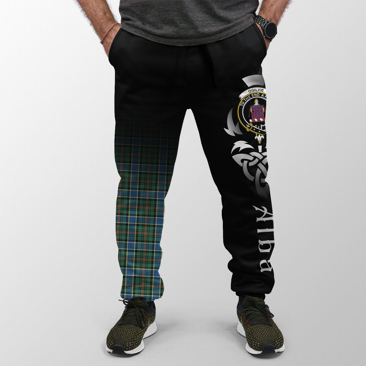 Ogilvie Hunting Ancient Tartan Crest Jogger Sweatpants - Alba Celtic Style