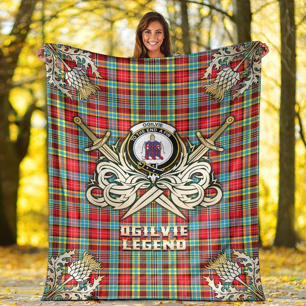 Ogilvie Tartan Gold Courage Symbol Blanket