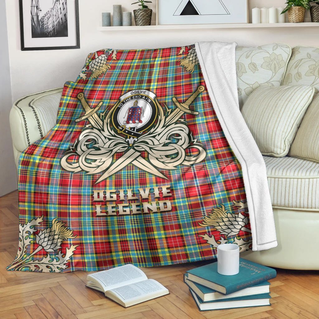 Ogilvie Tartan Gold Courage Symbol Blanket
