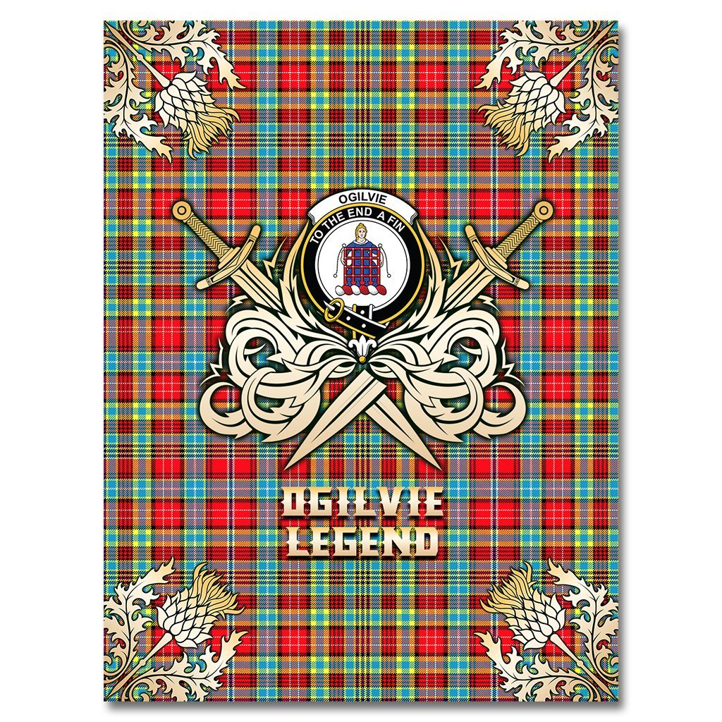 Ogilvie Tartan Gold Courage Symbol Blanket