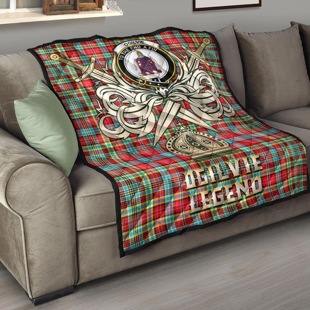 Ogilvie Tartan Crest Legend Gold Royal Premium Quilt