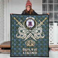 Ogilvie Hunting Ancient Tartan Crest Legend Gold Royal Premium Quilt