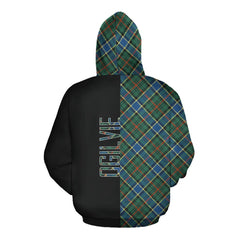 Ogilvie Hunting Ancient Tartan Hoodie Half of Me - Cross Style