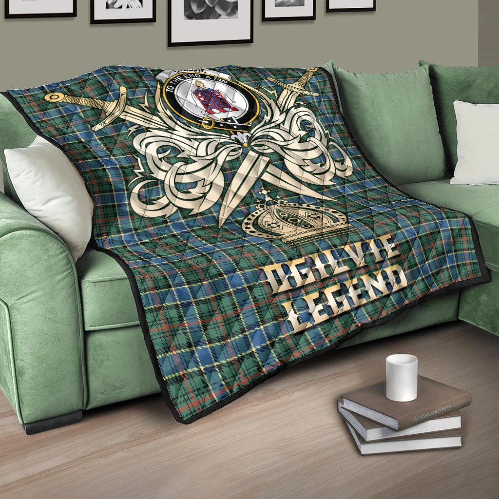 Ogilvie Hunting Ancient Tartan Crest Legend Gold Royal Premium Quilt