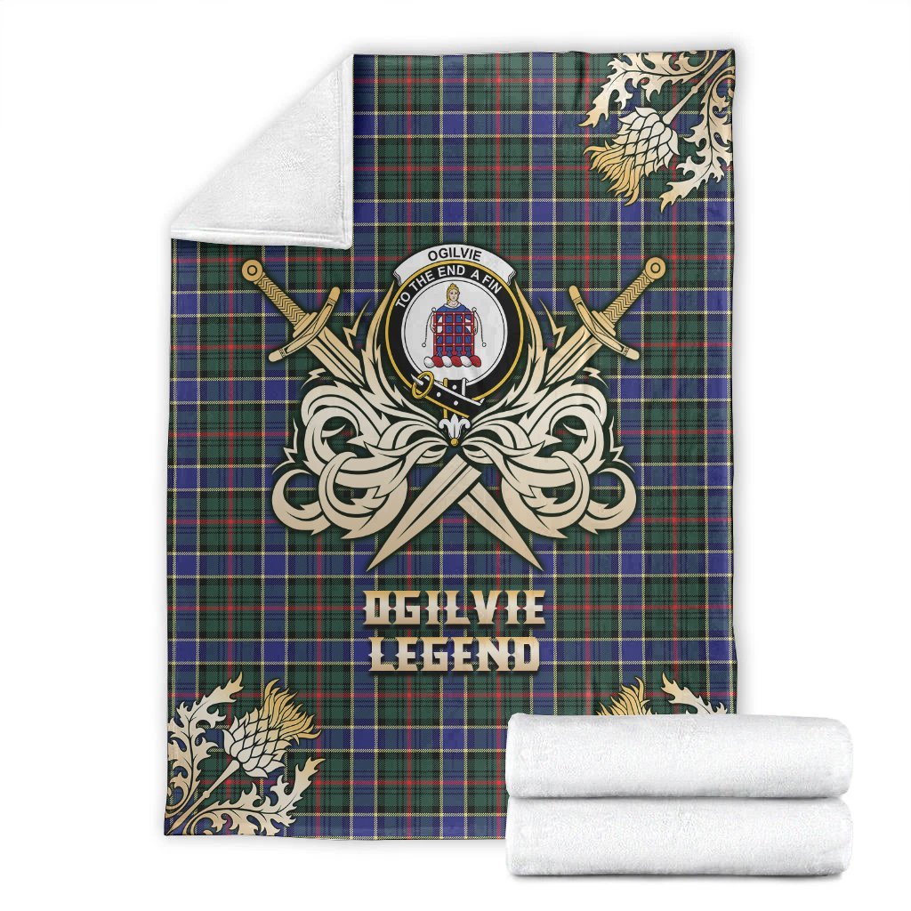 Ogilvie Hunting Modern Tartan Gold Courage Symbol Blanket