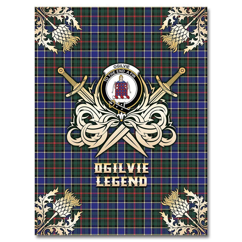 Ogilvie Hunting Modern Tartan Gold Courage Symbol Blanket