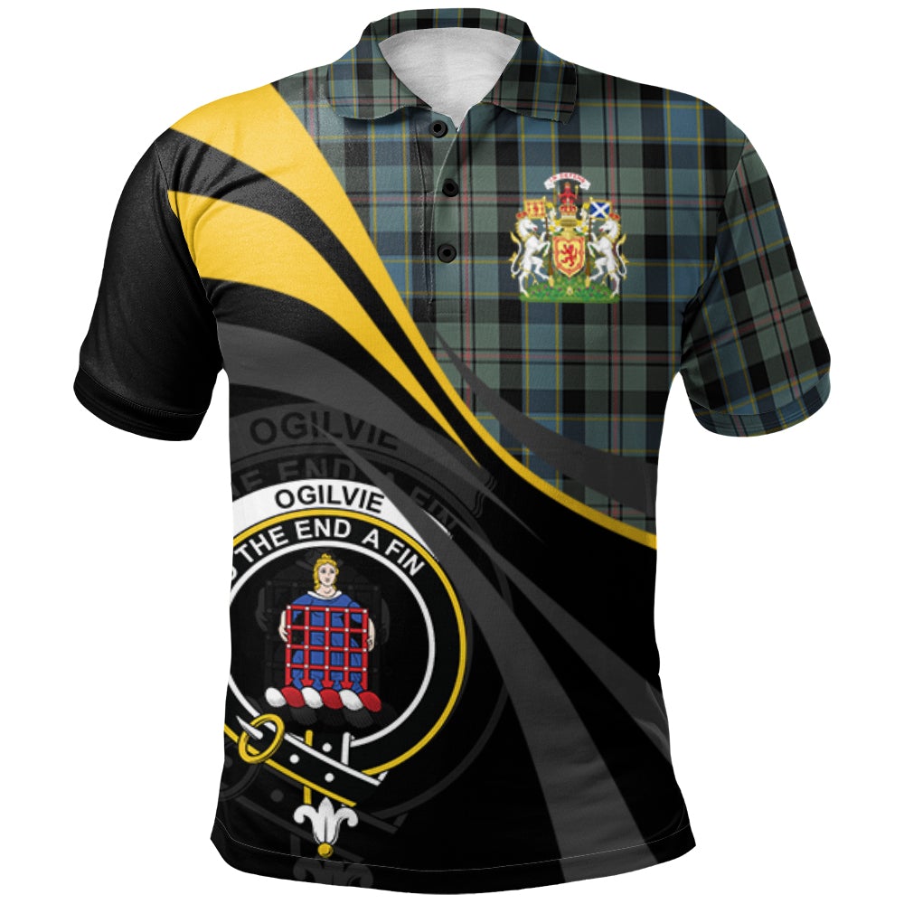 Ogilvie (Ogilvy) Hunting Tartan Polo Shirt - Royal Coat Of Arms Style