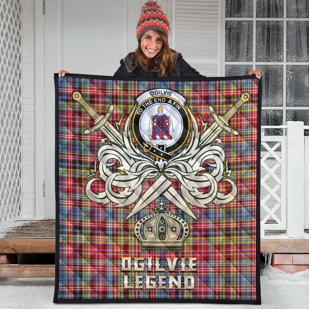 Ogilvie of Airlie Ancient Tartan Crest Legend Gold Royal Premium Quilt