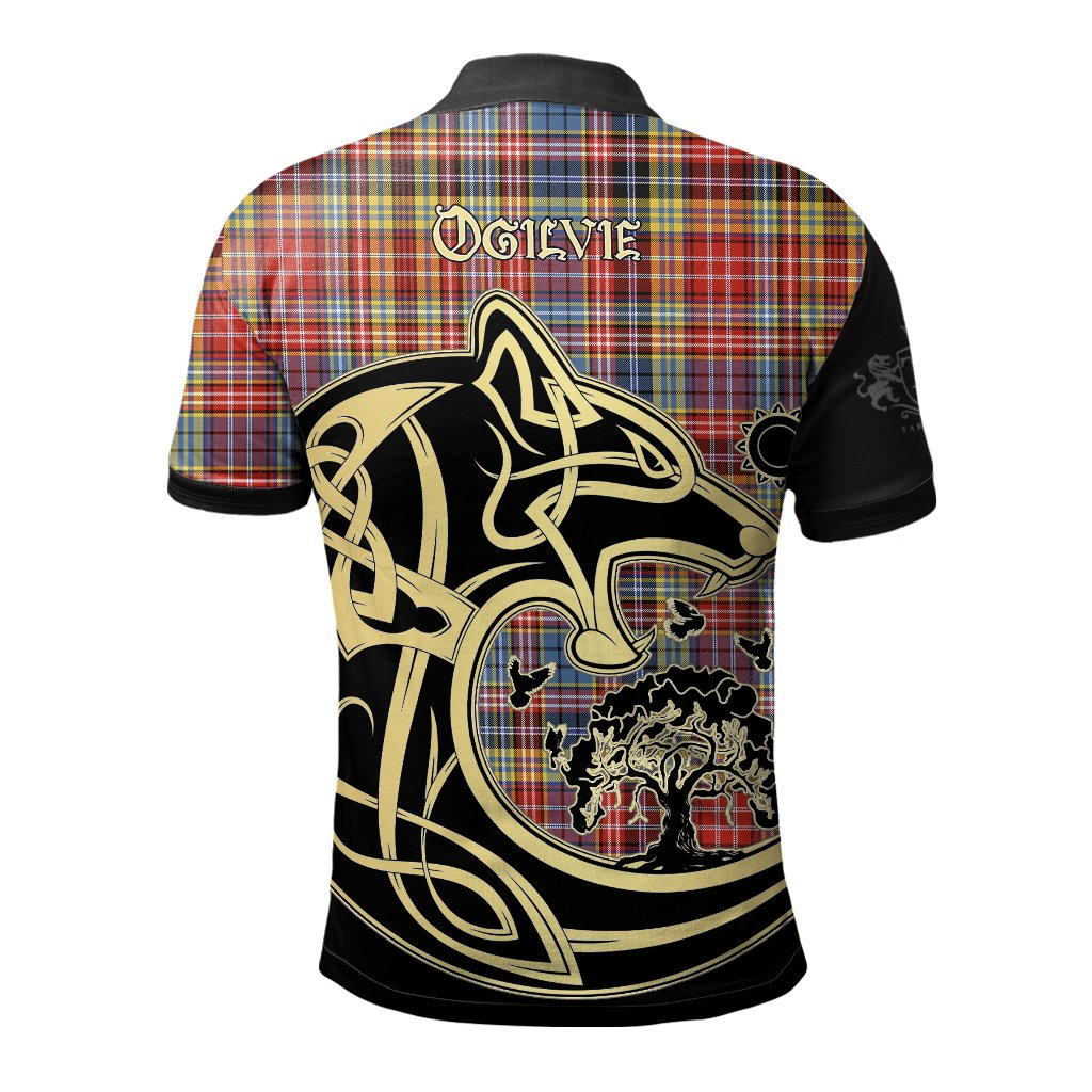Ogilvie of Airlie Ancient Tartan Polo Shirt Viking Wolf