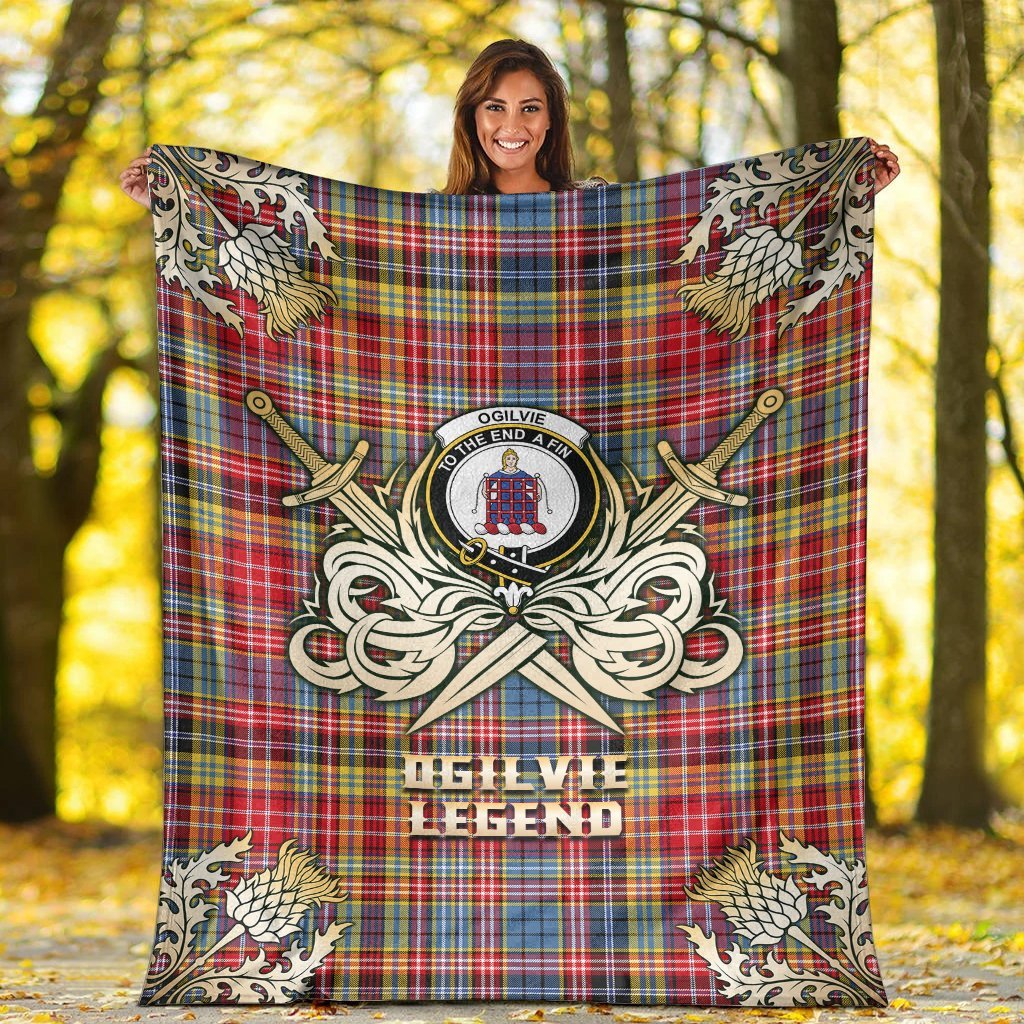 Ogilvie of Airlie Ancient Tartan Gold Courage Symbol Blanket