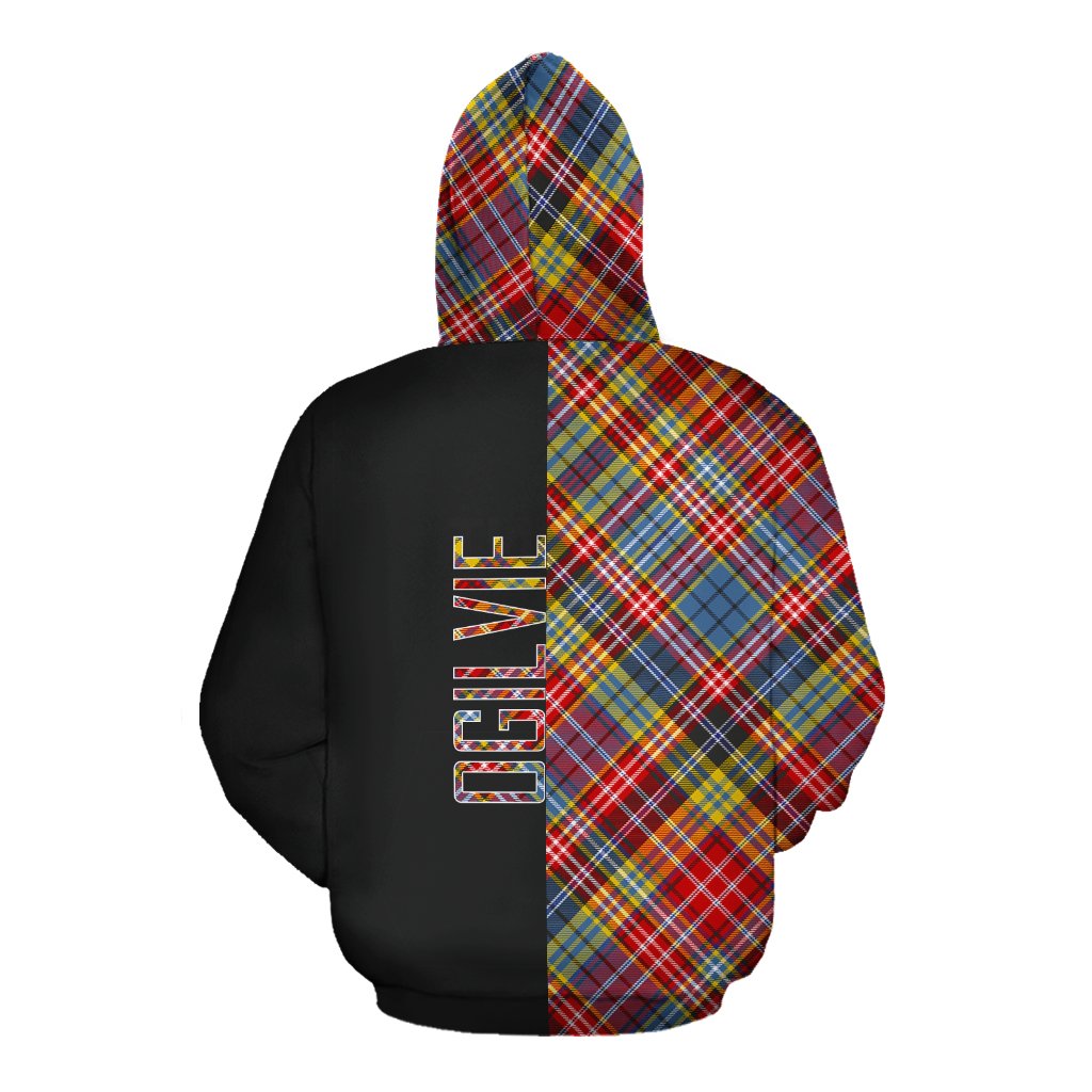 Ogilvie of Airlie Ancient Tartan Hoodie Half of Me - Cross Style