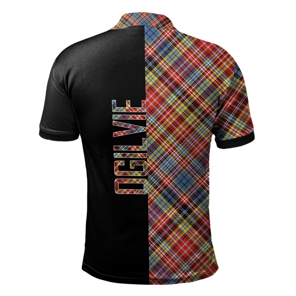 Ogilvie of Airlie Ancient Tartan Polo Shirt Half of Me - Cross Style