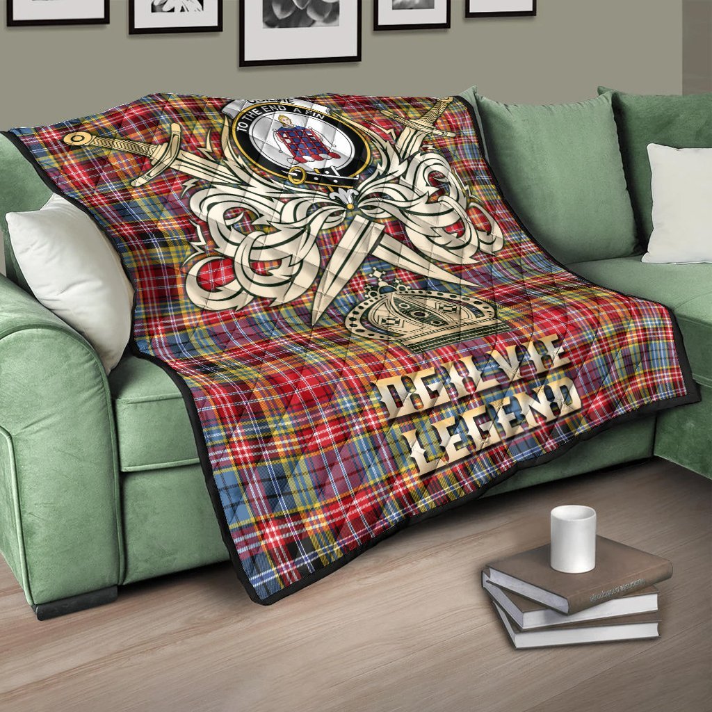 Ogilvie of Airlie Ancient Tartan Crest Legend Gold Royal Premium Quilt