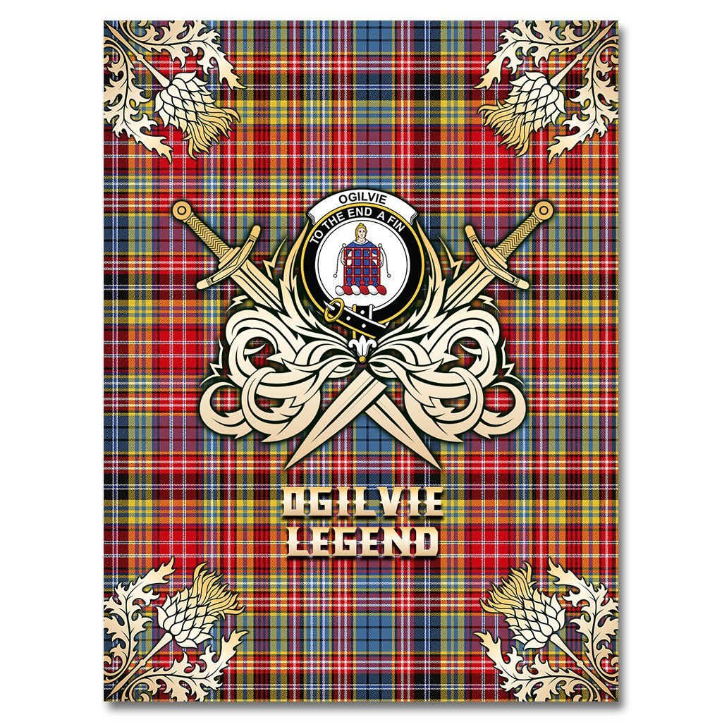 Ogilvie of Airlie Ancient Tartan Gold Courage Symbol Blanket