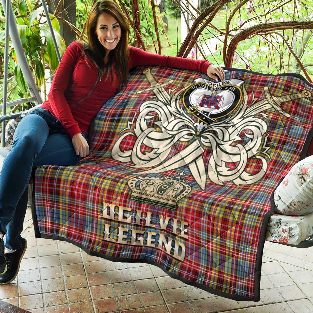 Ogilvie of Airlie Ancient Tartan Crest Legend Gold Royal Premium Quilt