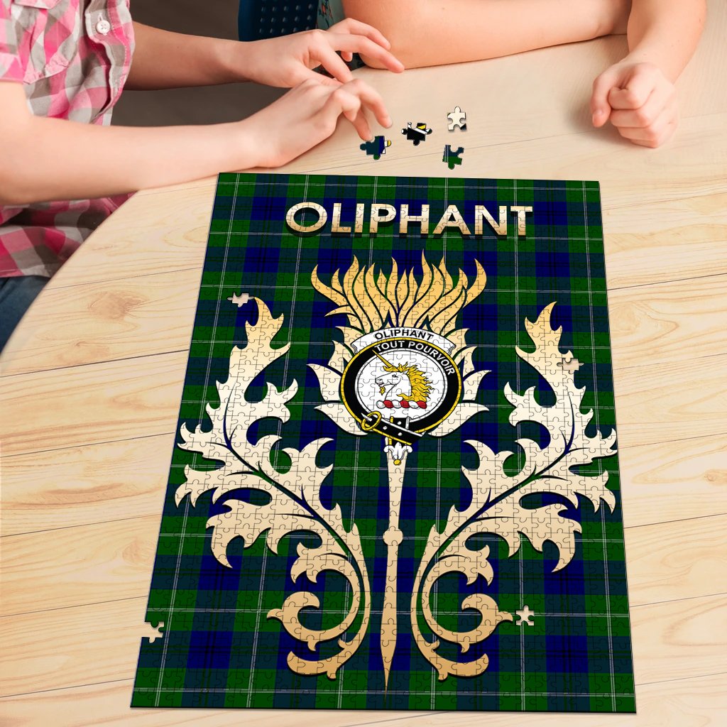 Oliphant Modern Tartan Crest Thistle Jigsaw Puzzles