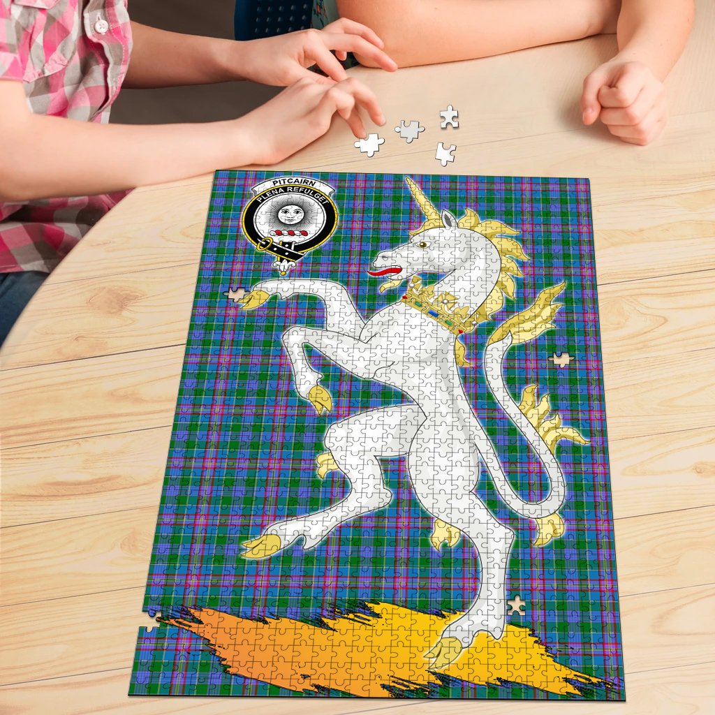 Pitcairn Hunting Tartan Crest Unicorn Scotland Jigsaw Puzzles