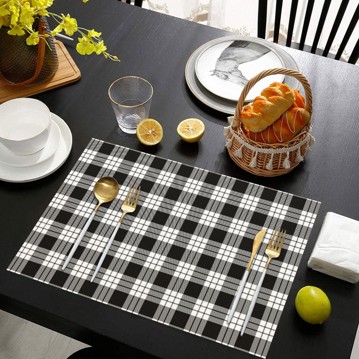 MacFarlane Black _ White Tartan Placemat