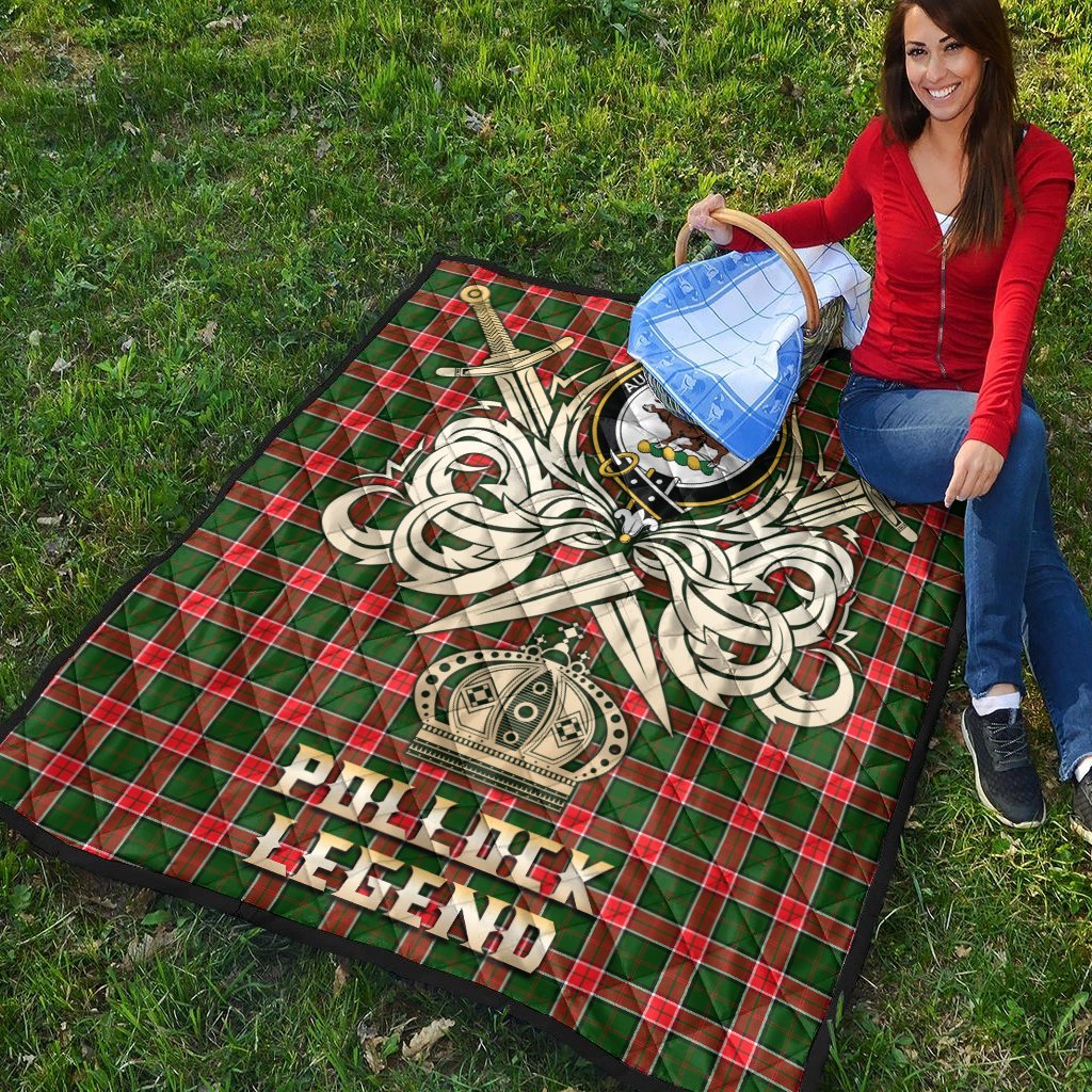 Pollock Modern Tartan Crest Legend Gold Royal Premium Quilt