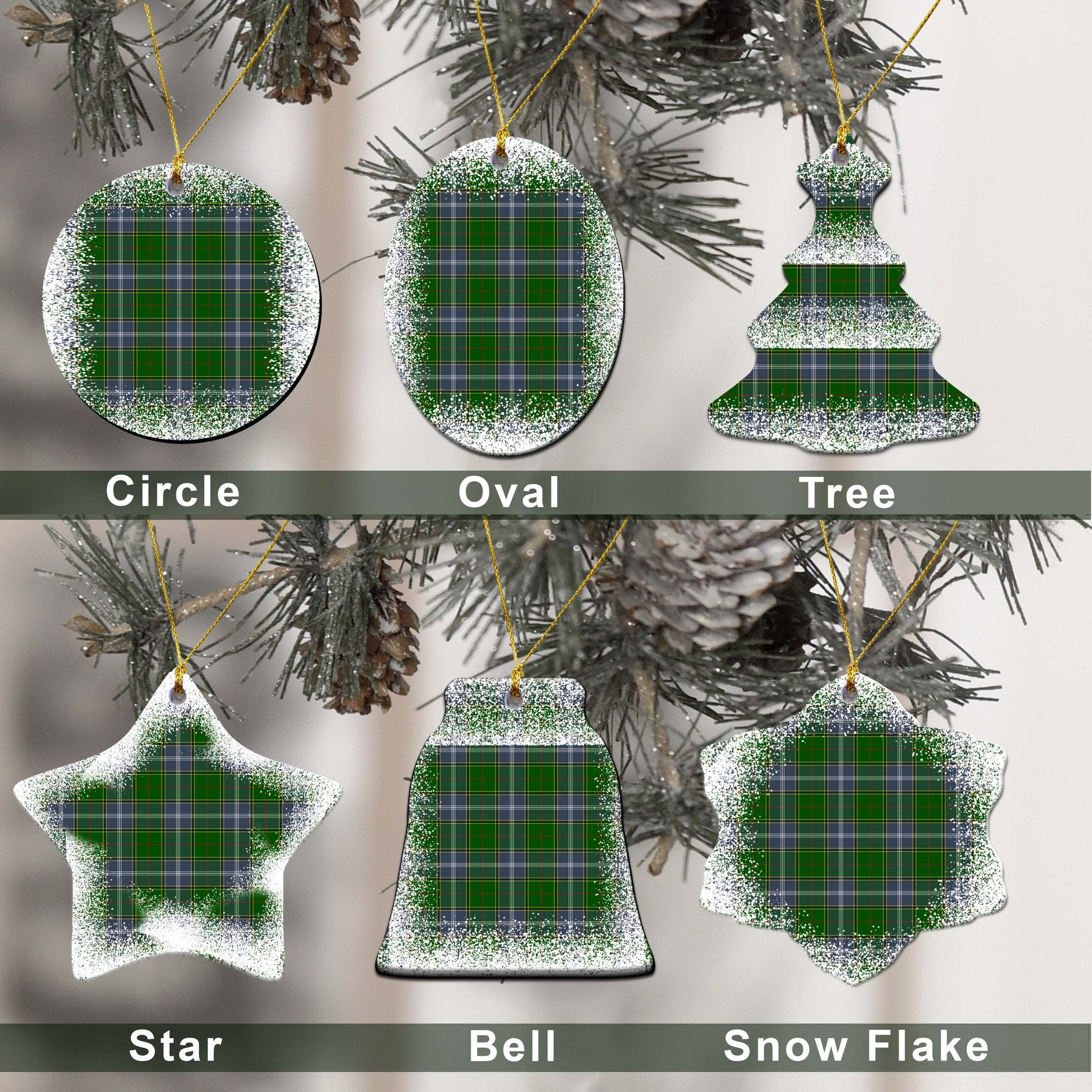 Pringle Tartan Christmas Ceramic Ornament - Snow Style