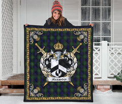 Alexander Tartan Crest Premium Quilt - Celtic Thistle Style