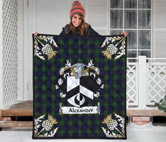 Alexander Tartan Crest Premium Quilt - Gold Thistle Style